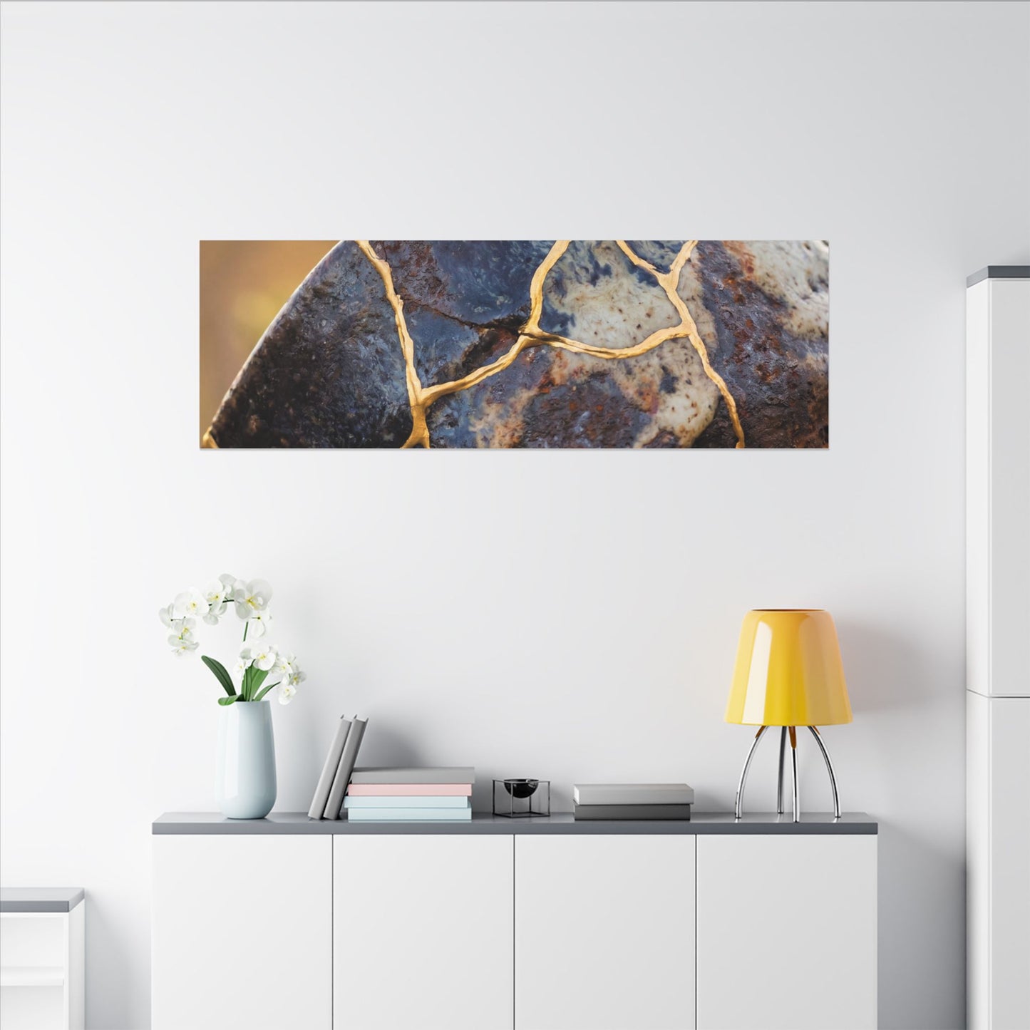 Fukinsei Rust Patina Canvas Art - Kintsugi Gold Repair