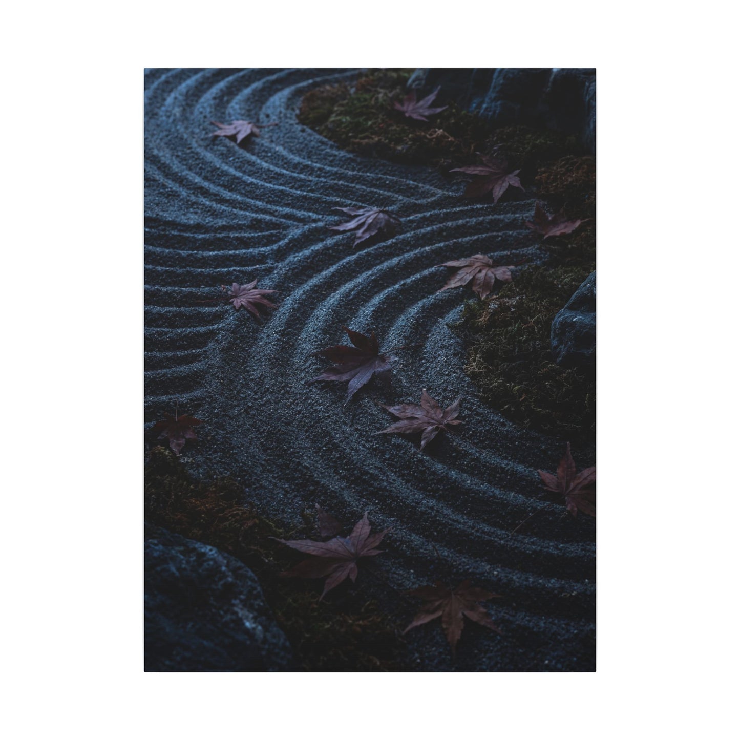 Rock Garden Canvas Art | Autumn Dark Japandi Dark Texture Art