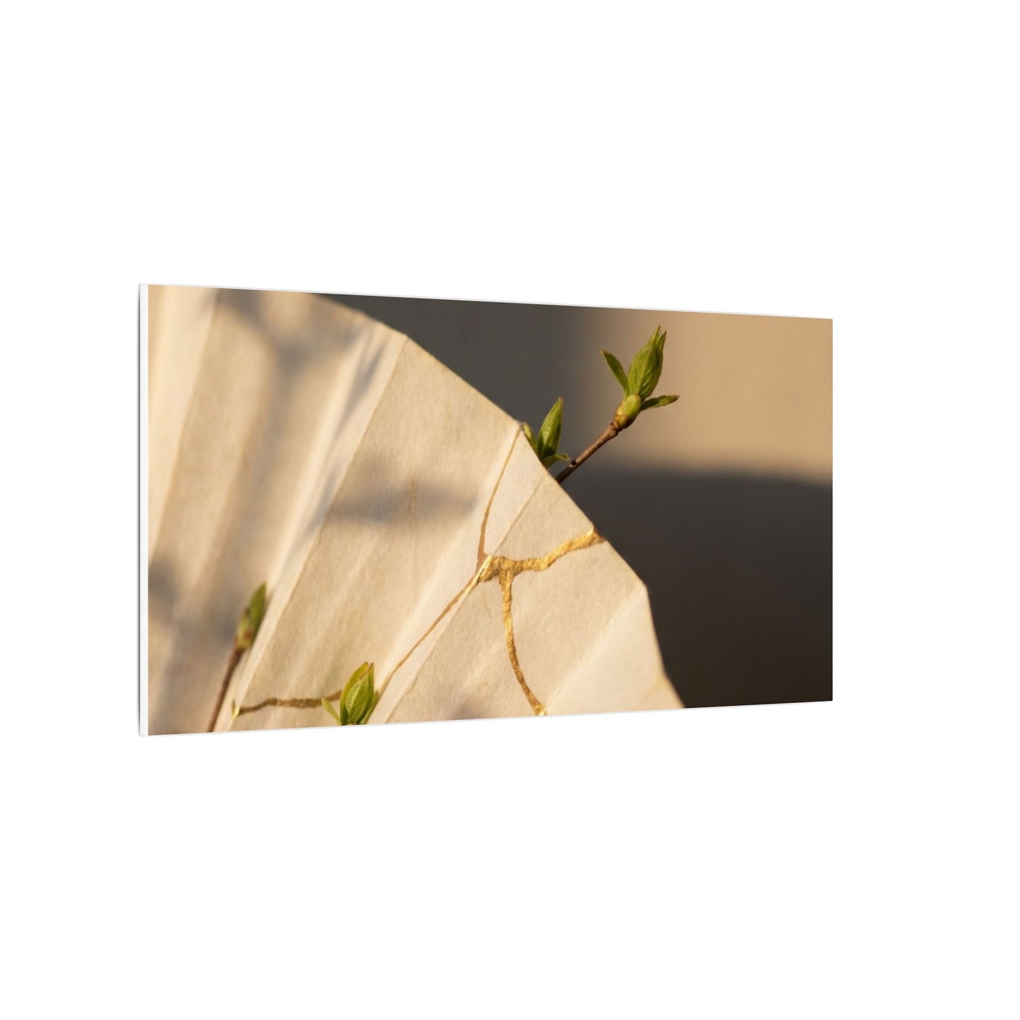 Paper Fold Gold Vein Canvas Art | Healing Kintsugi Art