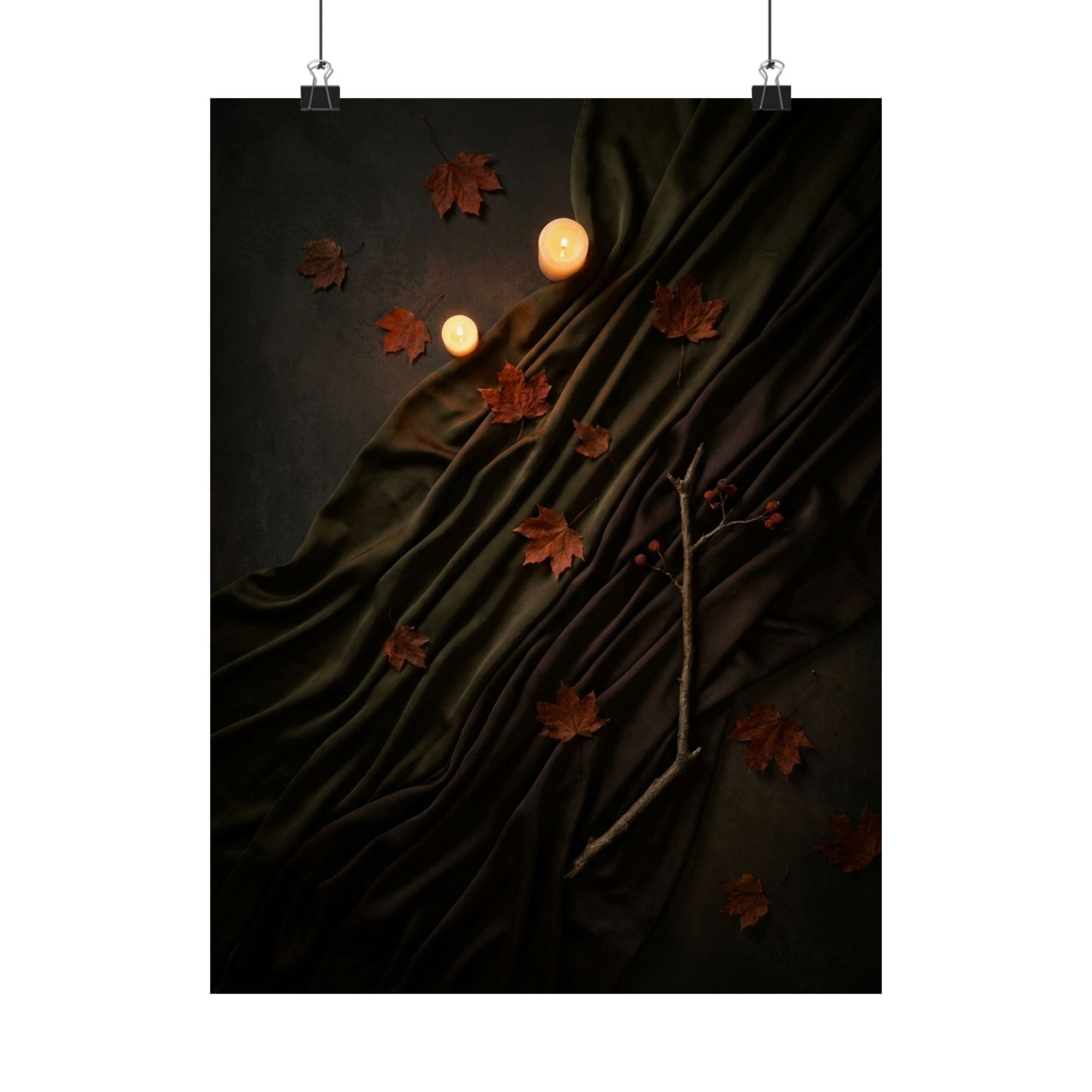 Candlelight Silk Drape Wall Art Print - Dark Japandi Datsuzoku