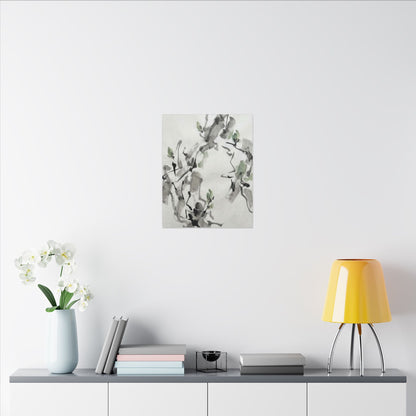 Zen Ink Brushstroke in Overcast | Sumi E Canvas Art