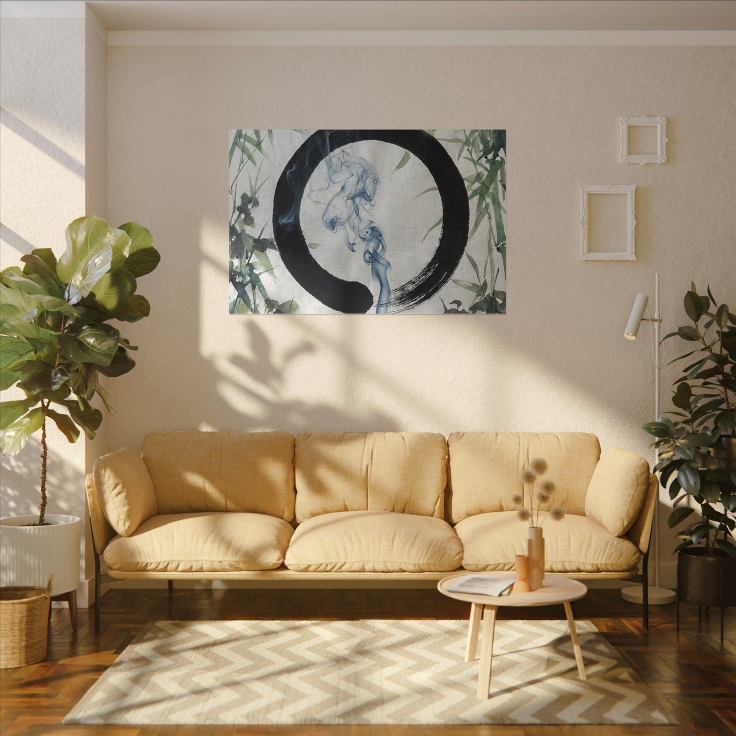 Zen Incense Smoke in Moonlight | Enso Canvas Art
