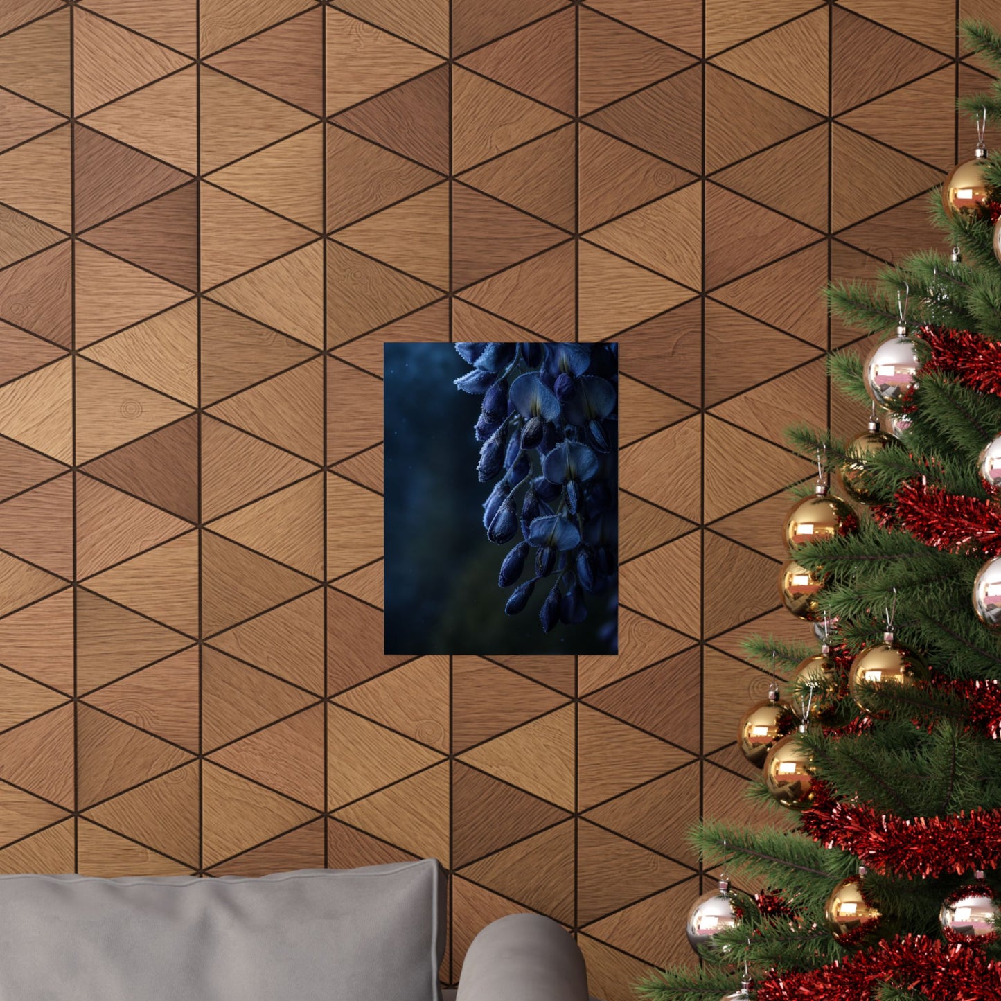 Wisteria Shadow Zen Wall Art Print | Sophisticated Dark Japandi Art