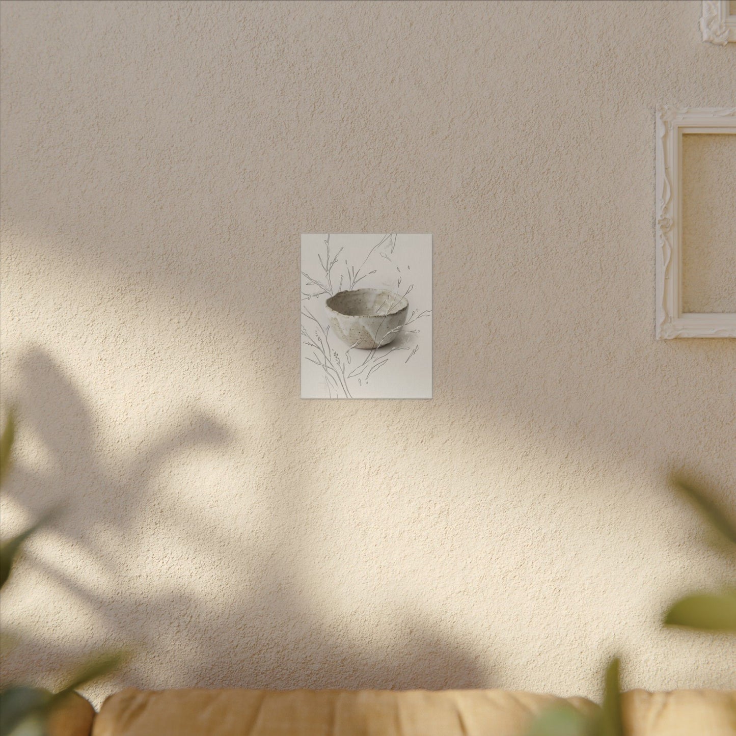 Neutral Ceramic Bowl Canvas Art - Minimal Line Japandi