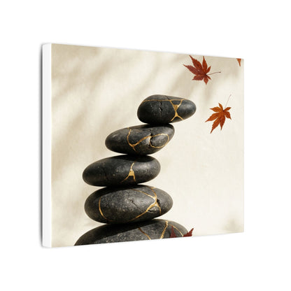 Kintsugi River Stones in Dappled | Crackle Gold Canvas Art