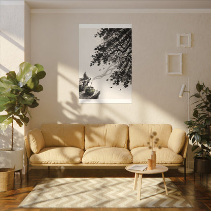 Serene Incense Smoke Canvas Art - Ukiyo E Inspired Zen