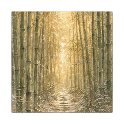 Bamboo Grove Winter Canvas Art | Japandi Elegant Design