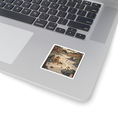 Rock Garden Sticker | Autumn Zen Ukiyo E Inspired Art