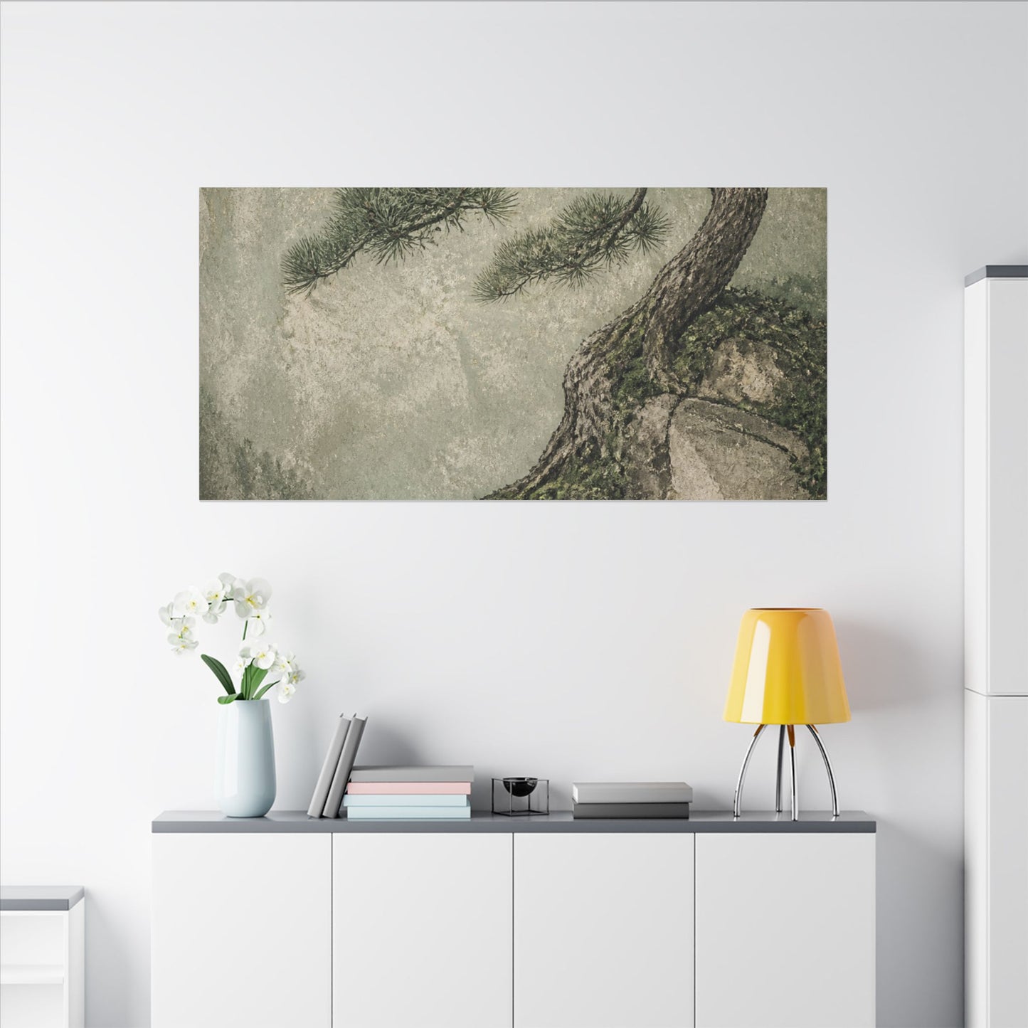 Fukinsei Pine Tree Canvas Art - Japandi Texture