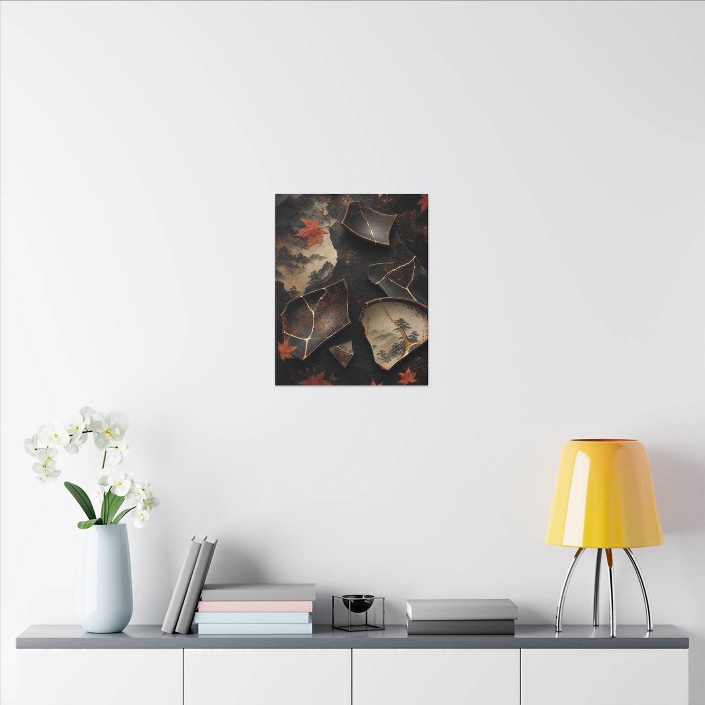 Broken Pottery Gold Vein Canvas Art | Philosophical Kintsugi Art