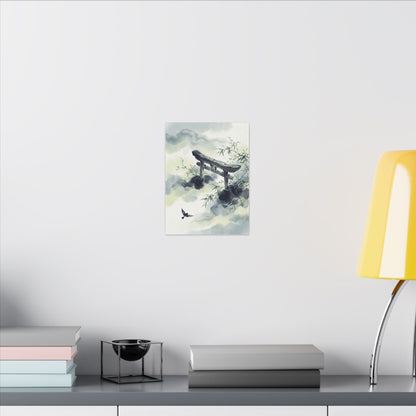 Torii Gate Sumi E Canvas Art | Serene Zen Art