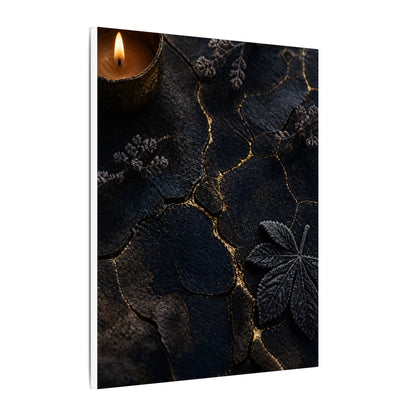 Candlelight Cracked Earth Canvas Art - Dark Japandi Ma