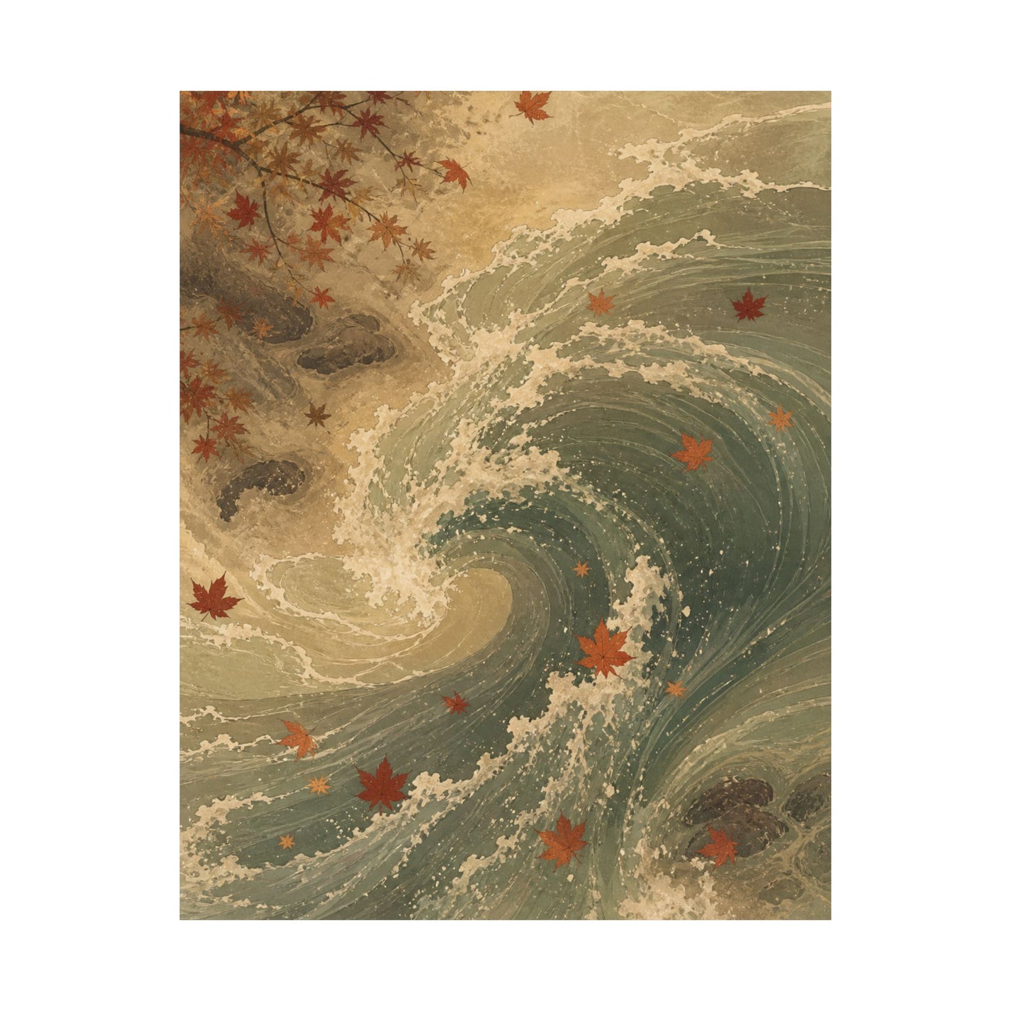 Candlelight Ocean Wave Wall Art Print - Japandi Kanso