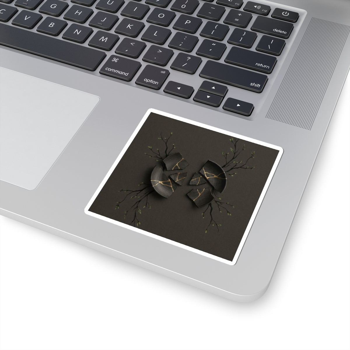 Bold Broken Pottery Sticker - Charcoal Ink Dark Japandi
