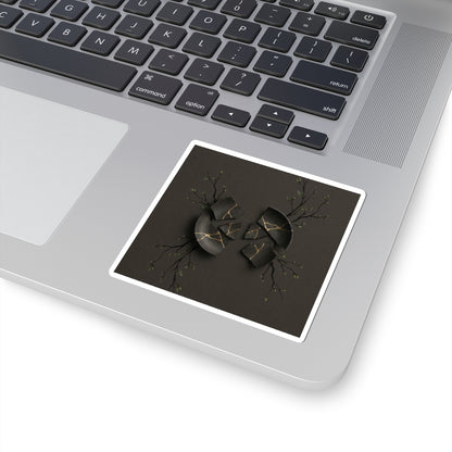 Bold Broken Pottery Sticker - Charcoal Ink Dark Japandi