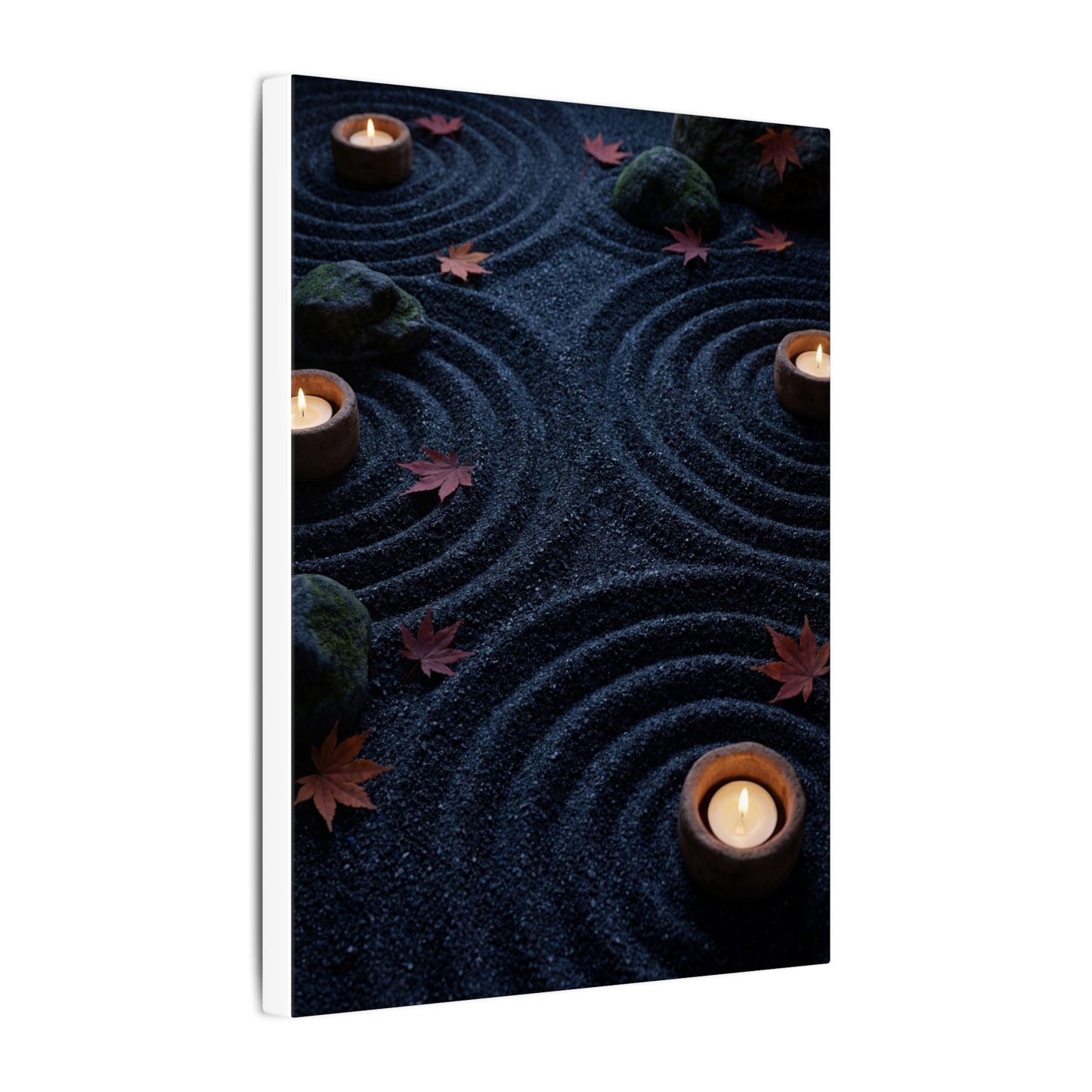 Seijaku Rock Garden Canvas Art - Dark Japandi Dark Texture