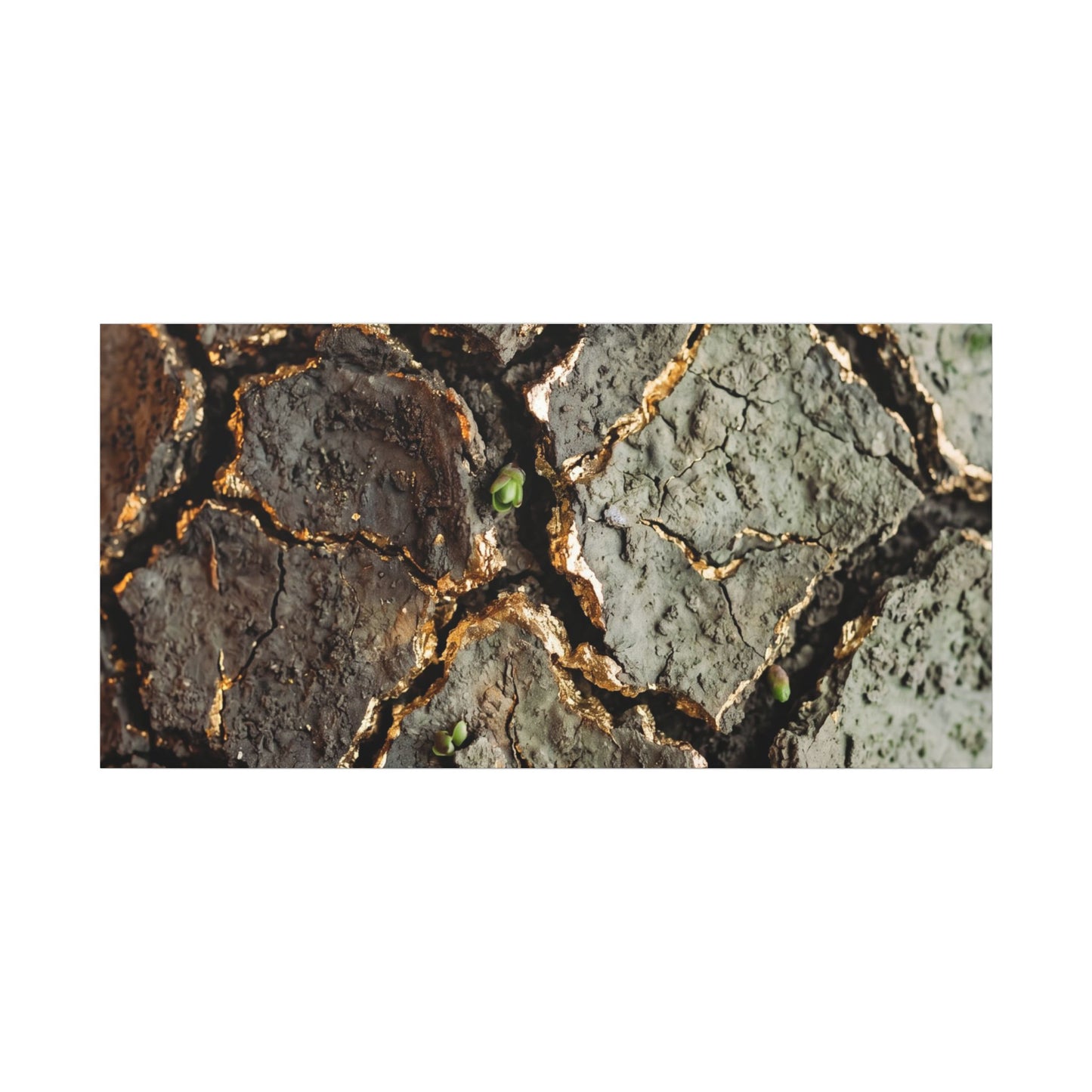 Earthy Cracked Earth Canvas Art - Japanese Pattern Japandi