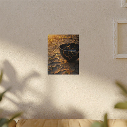 Golden Hour Cracked Earth Canvas Art - Kintsugi Fukinsei