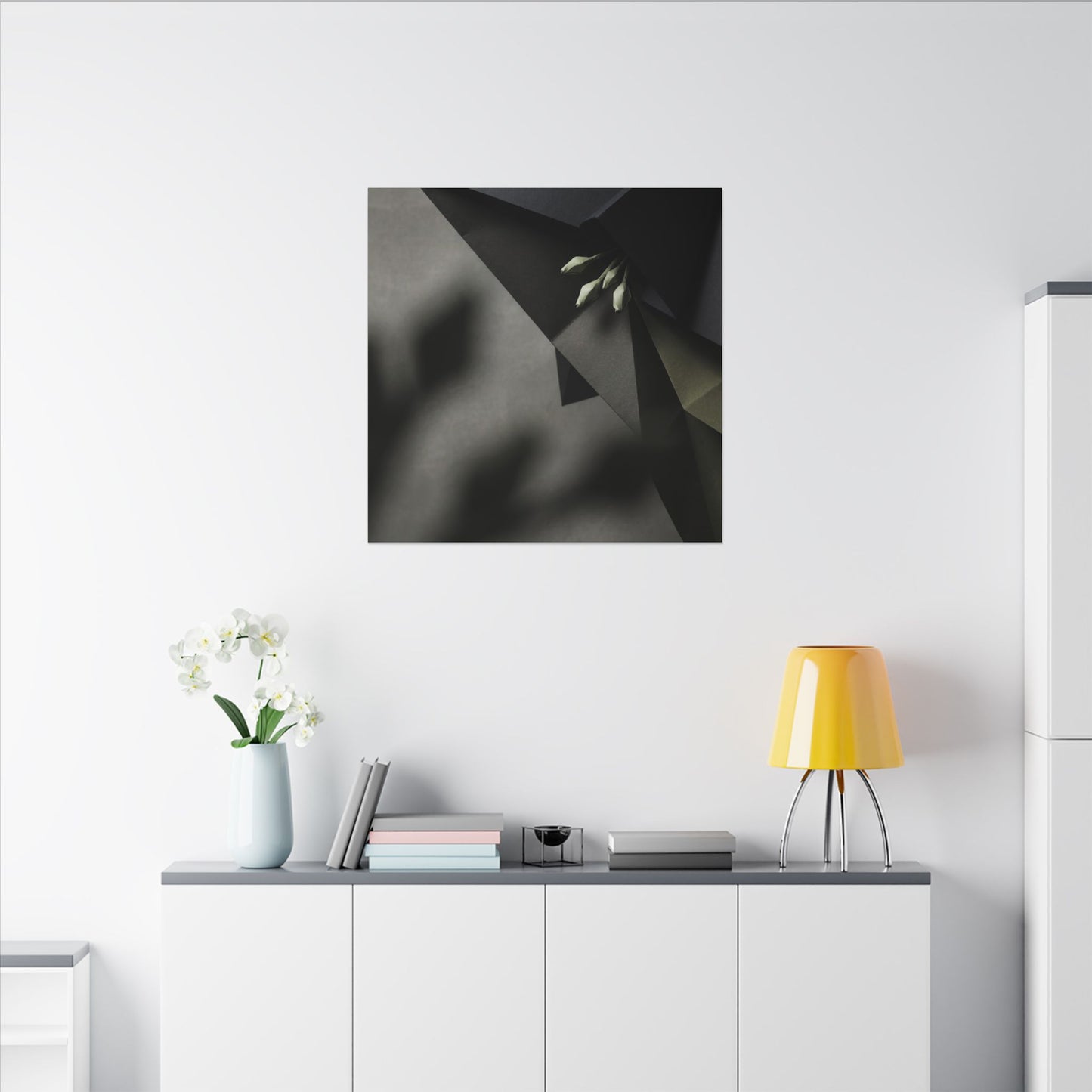 Paper Fold Moody Minimal Canvas Art | Luxurious Dark Japandi Art