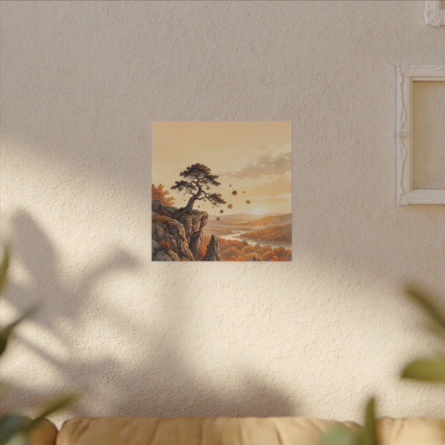 Pine Tree Autumn Canvas Art | Japandi Warm Design