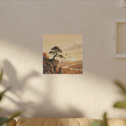 Pine Tree Autumn Canvas Art | Japandi Warm Design