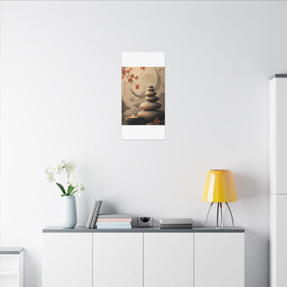 Japandi River Stones in Candlelight | Japanese Pattern Canvas Art