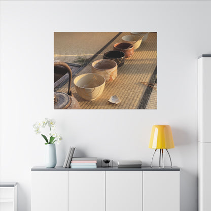 Kintsugi Tea Ceremony in Golden Hour | Gold Repair Canvas Art