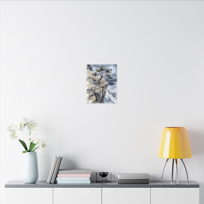 Pine Tree Canvas Art | Winter Japandi Watercolor Art