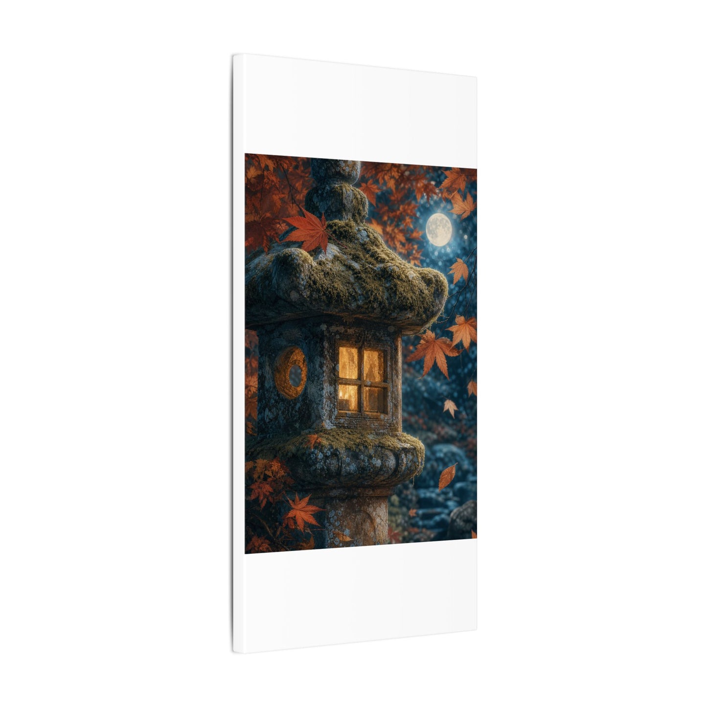 Autumn Stone Lantern Forest Whimsy Canvas Art | Earthy Decor