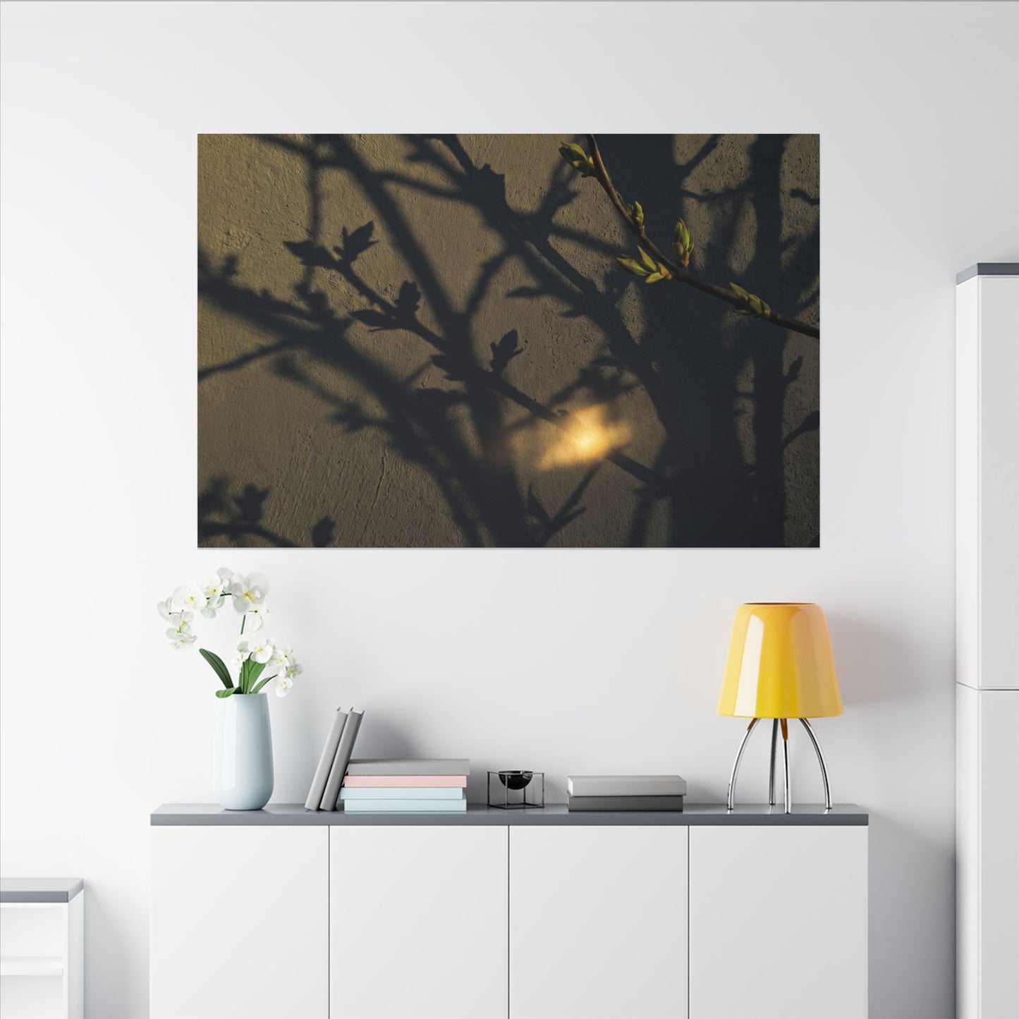 Bold Shadow Play Canvas Art - Moody Minimal Dark Japandi