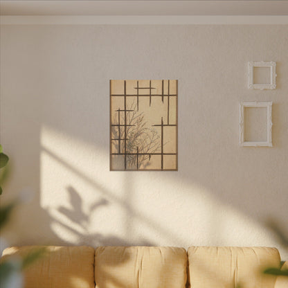 Shoji Screen Canvas Art | Winter Japandi Minimal Line Art