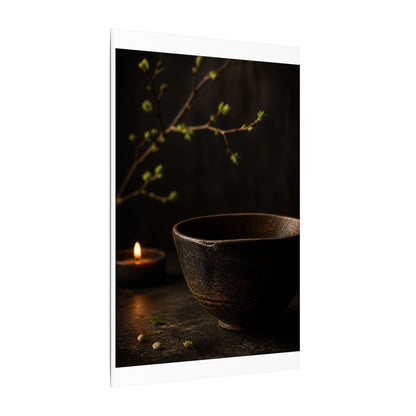 Moody Ceramic Bowl Canvas Art - Shadow Zen Dark Japandi