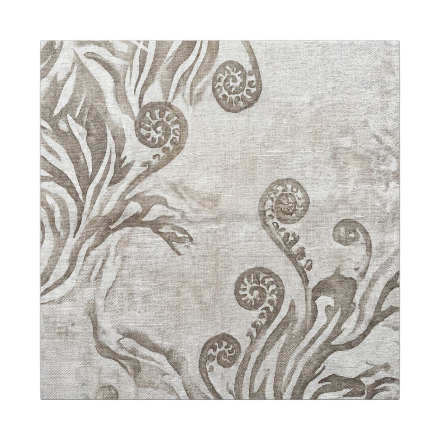 Japandi Fern Unfurling in Overcast | Japanese Pattern Canvas Art