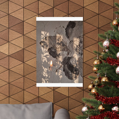 Japandi Shadow Play in Candlelight | Texture Wall Art Print