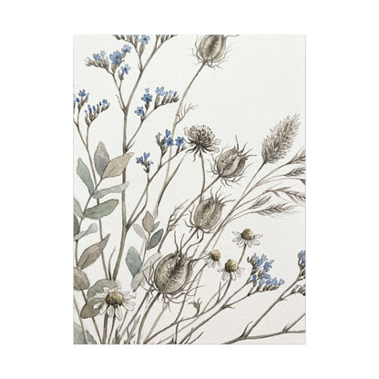 Dried Flowers Canvas Art | Summer Japandi Watercolor Art