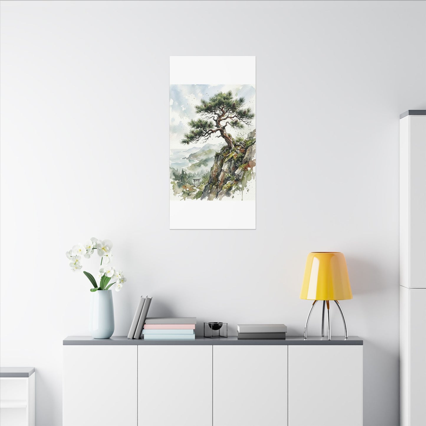 Pine Tree Spring Canvas Art | Japandi Neutral Design