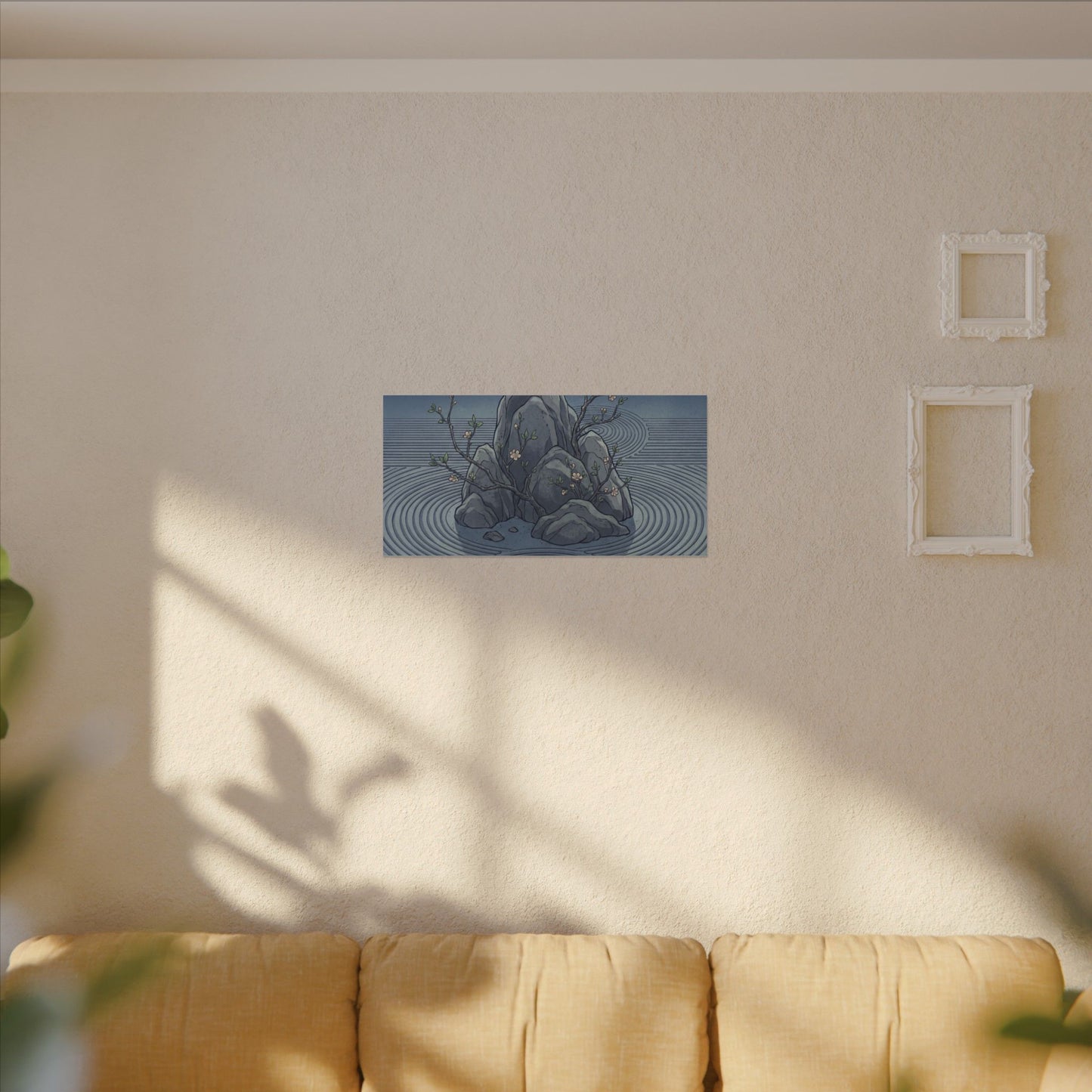 Spring Rock Garden Ukiyo E Inspired Canvas Art | Tranquil Decor