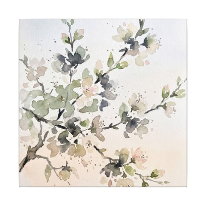 Cherry Blossom Watercolor Canvas Art | Elegant Japandi Art