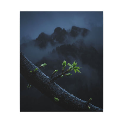 Moonlight Mountain Mist Canvas Art - Dark Japandi Kanso