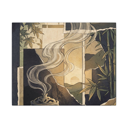 Tranquil Incense Smoke Canvas Art - Ukiyo E Inspired Zen
