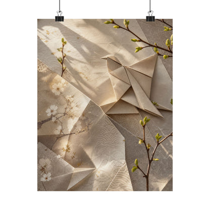 Spring Paper Fold Japanese Pattern Wall Art Print | Warm Decor