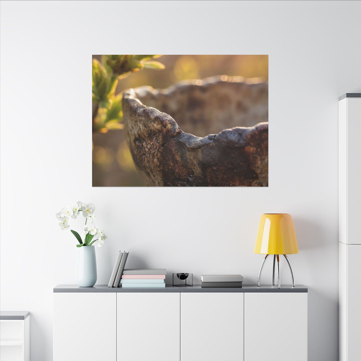Golden Hour Ceramic Bowl Canvas Art - Dark Japandi Ma