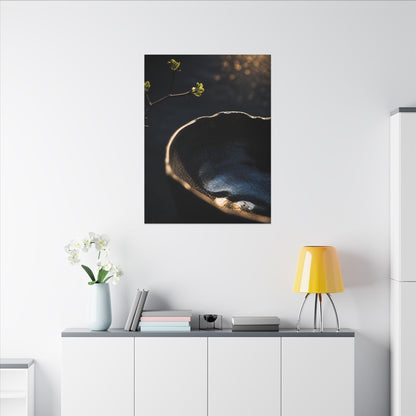Ma Ceramic Bowl Canvas Art - Dark Japandi Shadow Zen