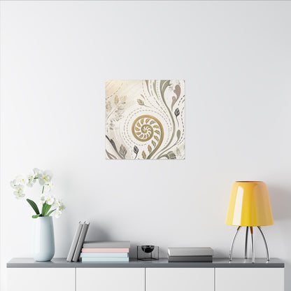 Japandi Fern Unfurling in Golden Hour | Japanese Pattern Canvas Art