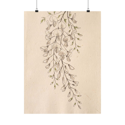 Golden Hour Wisteria Wall Art Print - Japandi Seijaku Art Print
