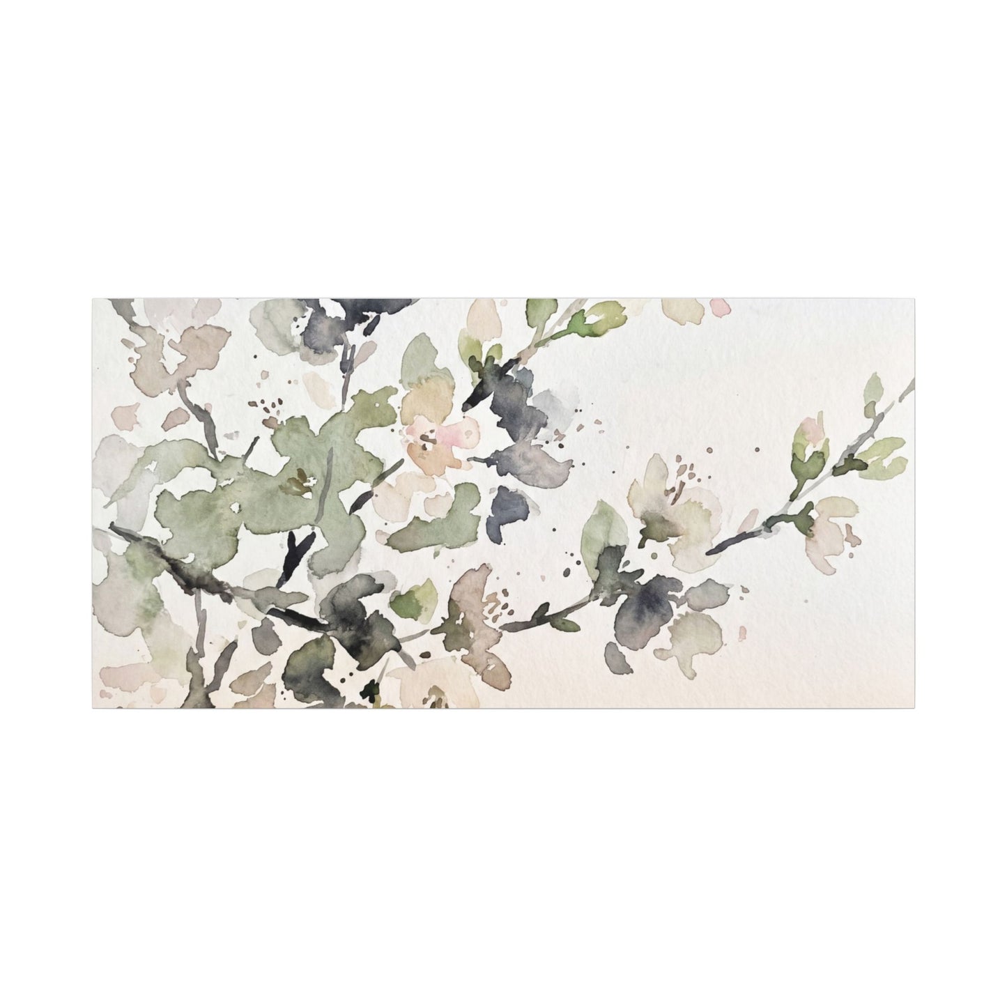 Cherry Blossom Watercolor Canvas Art | Elegant Japandi Art
