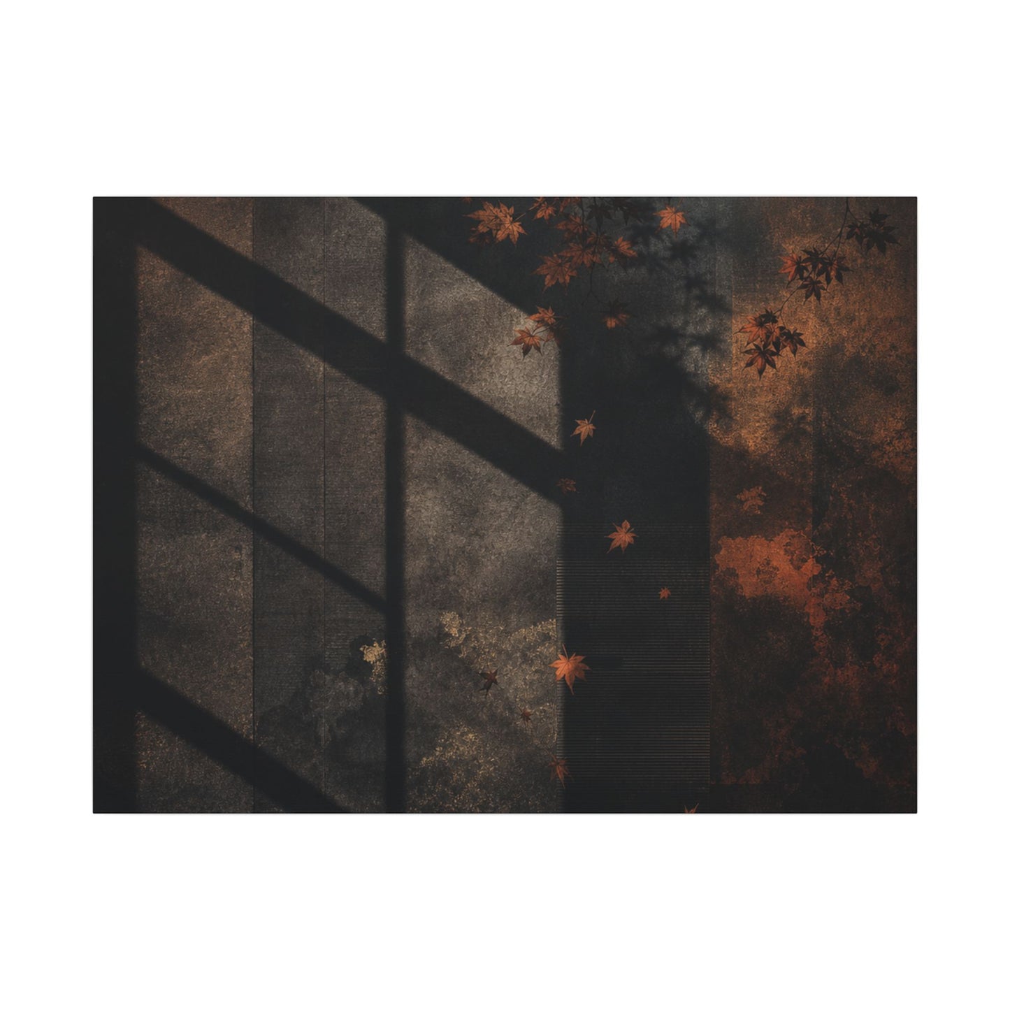 Sophisticated Shadow Play Canvas Art - Dark Texture Dark Japandi
