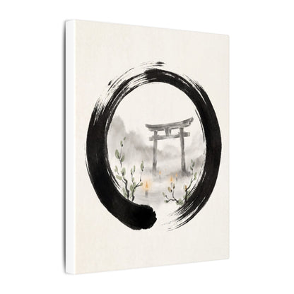 Spring Torii Gate Enso Canvas Art | Tranquil Decor