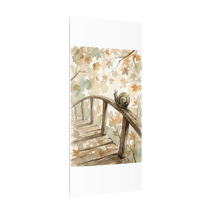 Wooden Bridge Canvas Art | Autumn Japandi Watercolor Art