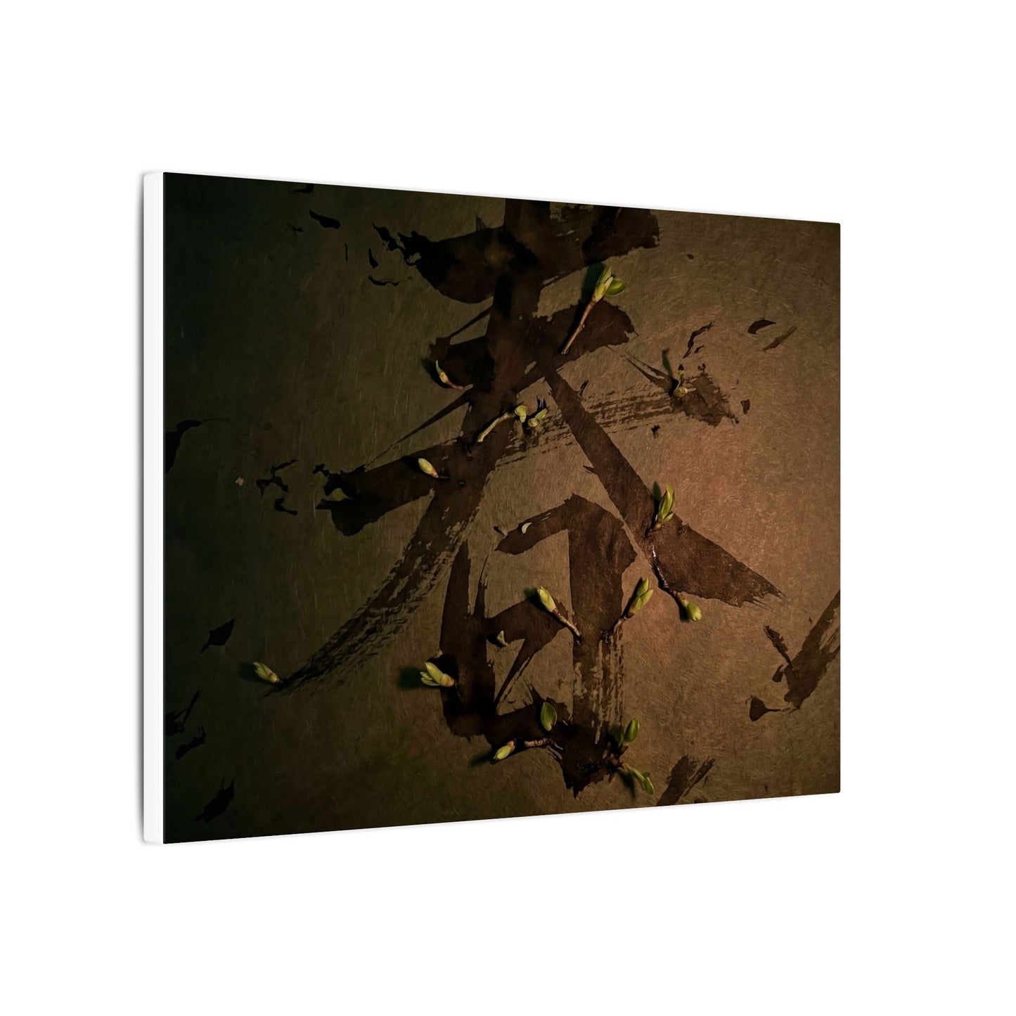 Calligraphy Shadow Zen Canvas Art | Bold Dark Japandi Art